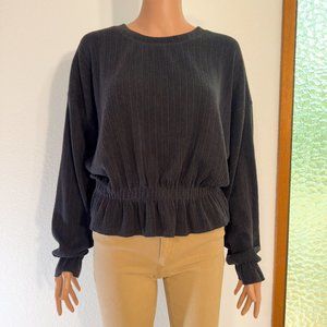 Ruffled Detail Charcoal Grey Longsleeve Knit Size M